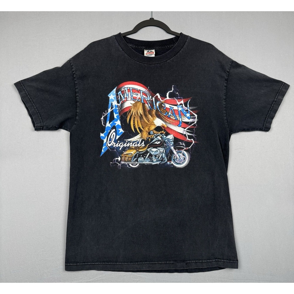 Vintage 2000s Sturgis Shirt Mens Large Motorcycle Tee Black Eagle Lightning Y2K
